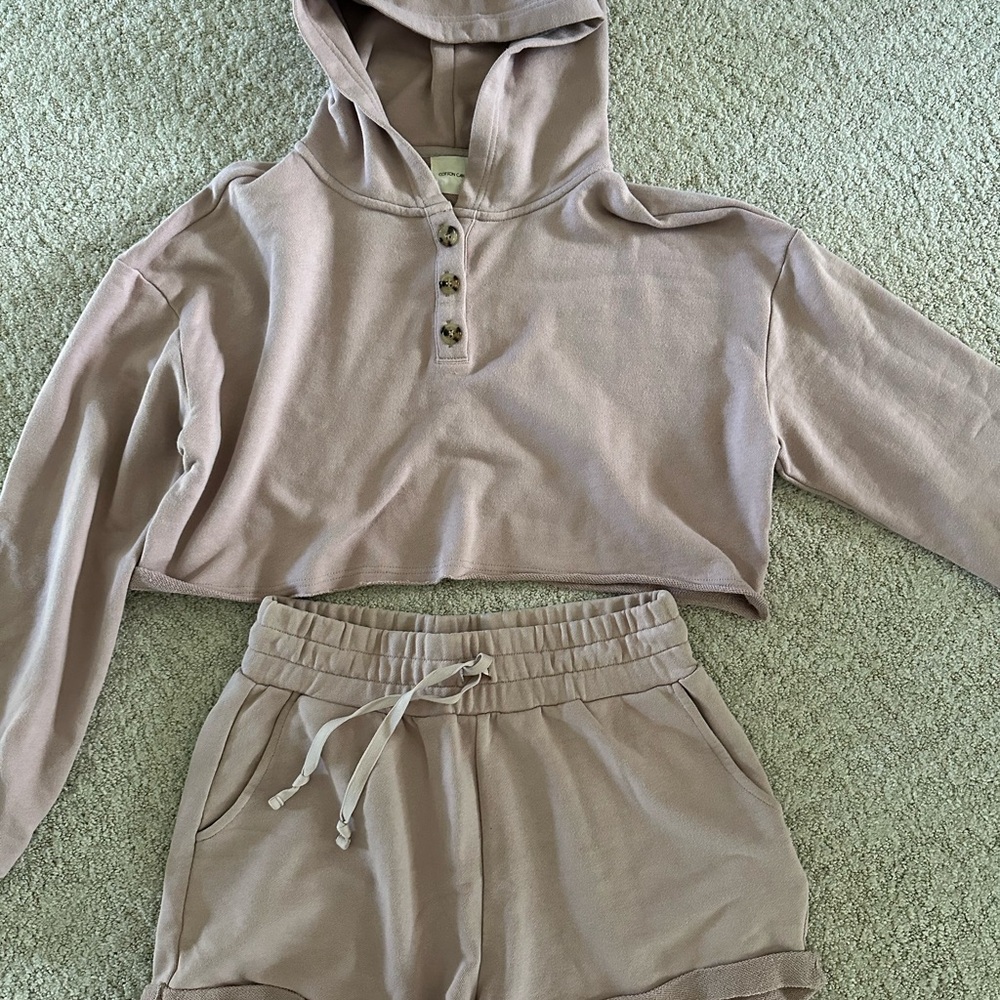Cotton Candy Mauve Hoodie and Shorts Set